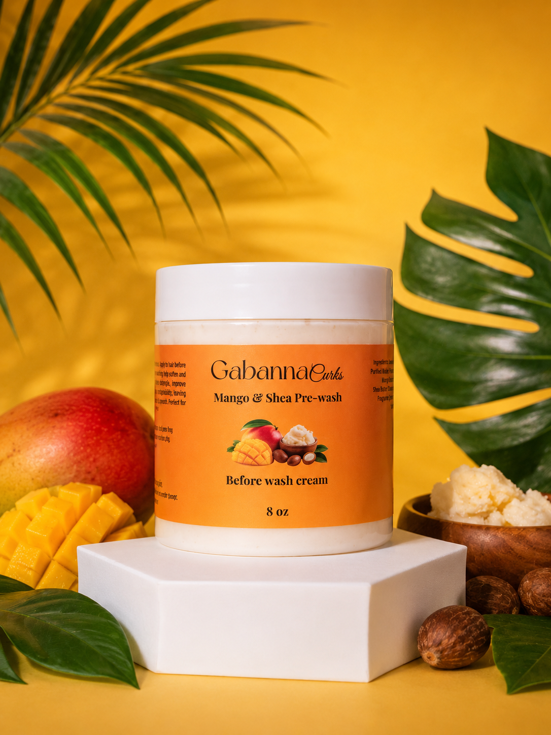 Gabanna Curls Mango & Shea Butter Pre-Wash | Moisturizing Pre-Shampoo cream for Curly, Coily & Wavy Hair