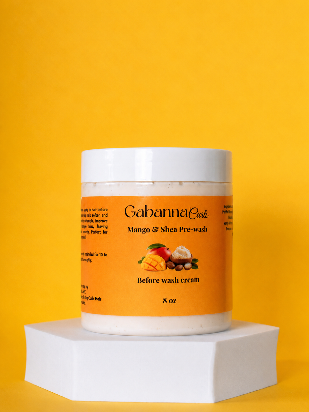 Gabanna Curls Mango & Shea Butter Pre-Wash | Moisturizing Pre-Shampoo cream for Curly, Coily & Wavy Hair